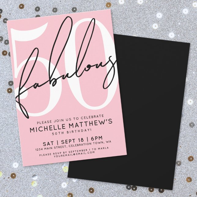 Fifty And Fabulous Blush Pink 50th Birthday Invitation (Fifty And Fabulous Blush Pink 50th Birthday Invitation)