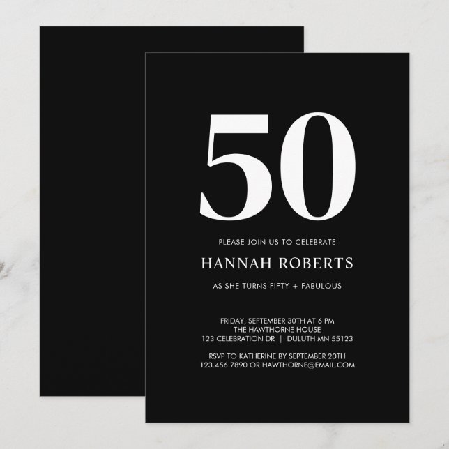 Fifty and Fabulous Blush Pink 50th Birthday Party Invitation (Front/Back)