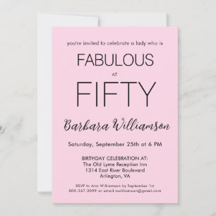 Fifty and Fabulous Blush Pink 50th Birthday Party Invitation