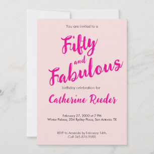 Fifty and Fabulous Blush Pink 50th Birthday Party Invitation