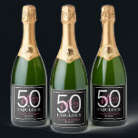 Fifty and Fabulous Bold 50th Birthday Party Sparkling Wine Label<br><div class="desc">These modern minimal Fifty and Fabulous black,  white and hot pink 50th birthday party sparkling wine labels that you can personalize are perfect for your fiftieth birthday party celebration. The words "Fifty and Fabulous" are set using trending bold font typography.</div>