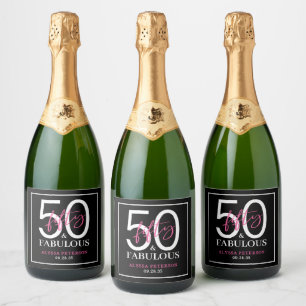 Fifty and Fabulous Bold 50th Birthday Party Sparkling Wine Label