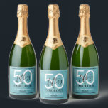 Fifty and Fabulous Bold 50th Birthday Party Sparkling Wine Label<br><div class="desc">These modern minimal Fifty and Fabulous teal foil,  black and white 50th birthday party sparkling wine labels that you can personalize are perfect for your fiftieth birthday party celebration. The words "Fifty and Fabulous" are set using trending bold font typography.</div>
