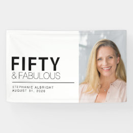 Fifty and Fabulous Bold Photo 50th Birthday Party Banner