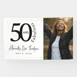 Fifty and Fabulous Bold Photo 50th Birthday Party Banner