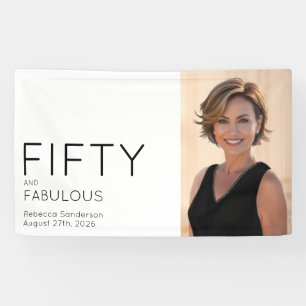 Fifty and Fabulous Bold Photo 50th Birthday Party Banner