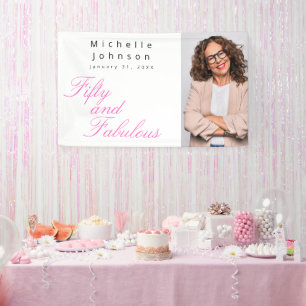 Fifty and Fabulous Bold Photo 50th Birthday Party Banner