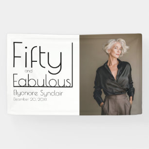 Fifty and Fabulous Bold Photo 50th Birthday Party Banner