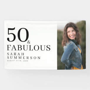 Fifty and Fabulous Bold Photo 50th Birthday Party Banner