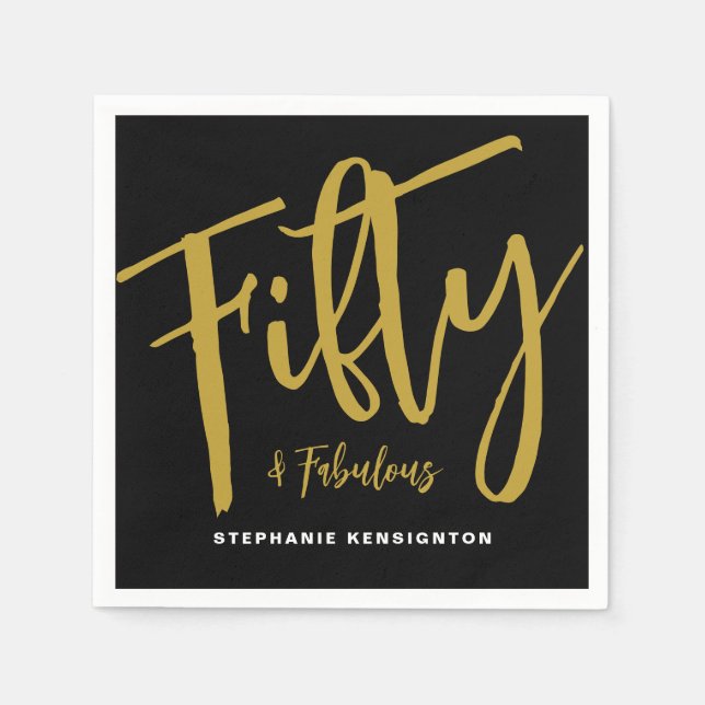 Fifty and Fabulous Bold Script 50th Birthday Party Napkin (Front)