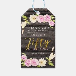 Fifty and Fabulous Botanical Birthday Favour Gift Tags