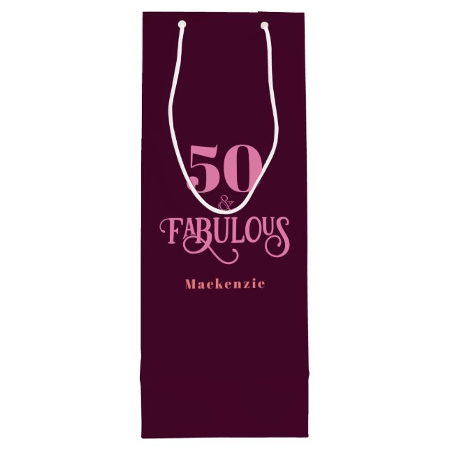 Fifty and Fabulous Burgundy Wine Gift Bag (Back)
