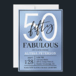 Fifty and Fabulous Dusty Blue Script 50th Birthday Invitation<br><div class="desc">This 50 & Fabulous dusty blue foil,  black and white 50th birthday party invitation with script text is perfect for your loved one who's turning fifty!  It's fonts are trendy yet classic.</div>