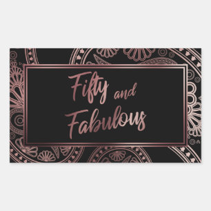 Fifty and Fabulous Faux Rose Gold & Black Paisley Sticker