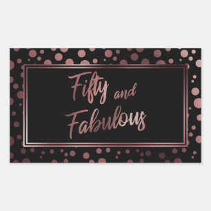 Fifty and Fabulous Faux Rose Gold Circles on Black Sticker