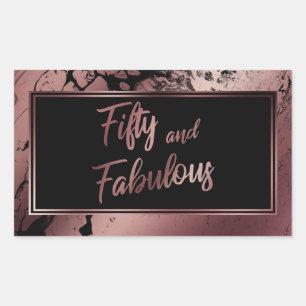 Fifty and Fabulous Faux Rose Gold Marbled Pattern Sticker