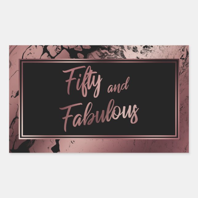 Fifty and Fabulous Faux Rose Gold Marbled Pattern Sticker (Front)