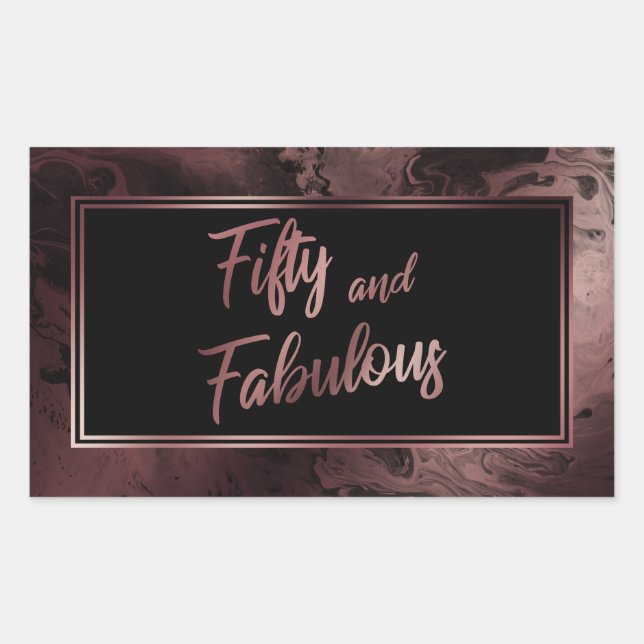 Fifty and Fabulous Faux Rose Gold Marbled Pattern Sticker (Front)