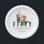 Fifty and Fabulous Flamingo 50th Birthday Party Paper Plate<br><div class="desc">Celebrate the 50th birthday of a fabulous woman with these fun flamingo Fifty and Fabulous design paper party plates. Customize with your message. Coordinating napkins available in our store.</div>