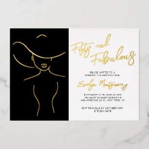 Fifty and Fabulous Foil Line Art Birthday Party