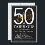 Fifty and Fabulous Gold Script 50th Birthday Invitation<br><div class="desc">This 50 & Fabulous black and white and goldk 50th birthday party invitation with script text is perfect for your loved one who's turning fifty!  It's fonts are trendy yet classic.</div>