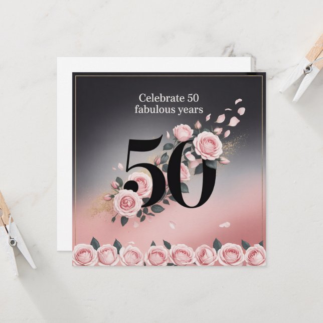 Fifty and Fabulous Humorous Birthday Greetings Invitation (Front/Back In Situ)