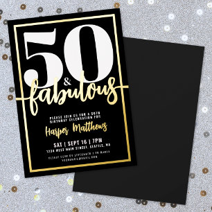 Fifty And Fabulous Modern 50th Birthday Gold