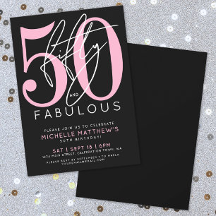 Fifty And Fabulous Modern 50th Birthday Party Invitation