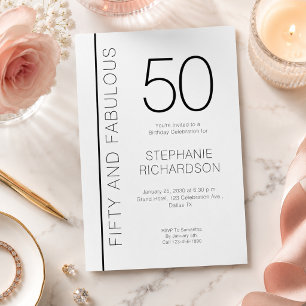 Fifty and Fabulous Modern 50th Birthday Party Invitation