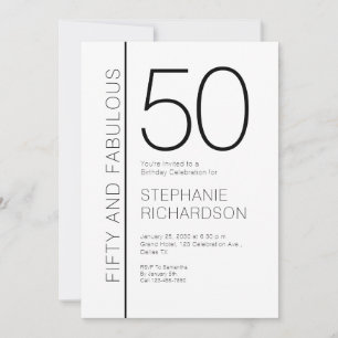 Fifty and Fabulous Modern 50th Birthday Party Invitation