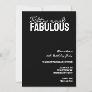 Fifty and Fabulous Modern 50th Birthday Party Invitation