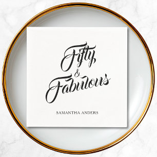 Fifty and Fabulous Name 50th Birthday Party  Napkin