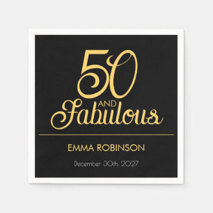 Fifty and Fabulous Name Date 50th Birthday Party Napkin