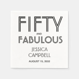 Fifty and Fabulous Name Date 50th Birthday Party Napkin