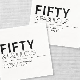 Fifty and Fabulous Name Date 50th Birthday Party Napkin
