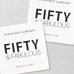 Fifty and Fabulous Name Date 50th Birthday Party Napkin
