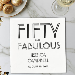 Fifty and Fabulous Name Date 50th Birthday Party Napkin