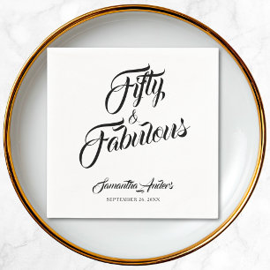 Fifty and Fabulous Name Date 50th Birthday Party  Napkin