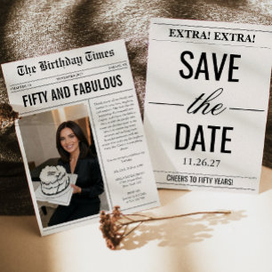 Fifty And Fabulous Newspaper 50th Birthday Invitation