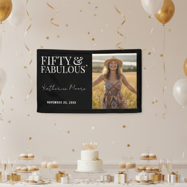 Fifty and Fabulous Photo 50th Birthday  Banner (Creator Uploaded)