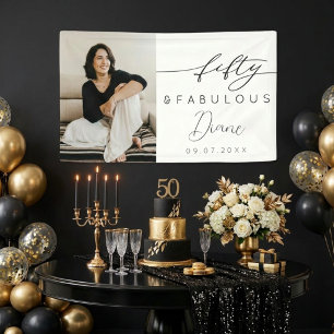 Fifty and Fabulous Photo 50th Birthday Party  Banner