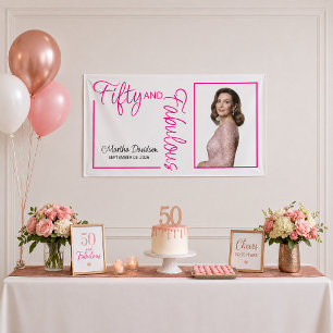 Fifty and Fabulous Photo 50th Birthday Party Banner