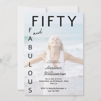 Fifty and Fabulous Photo 50th Birthday Party Invit Invitation