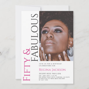 Fifty And Fabulous Photo 50th Birthday Party  Invitation
