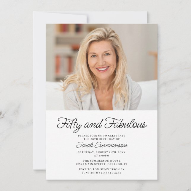 Fifty and Fabulous Photo 50th Birthday Party Invitation (Front)