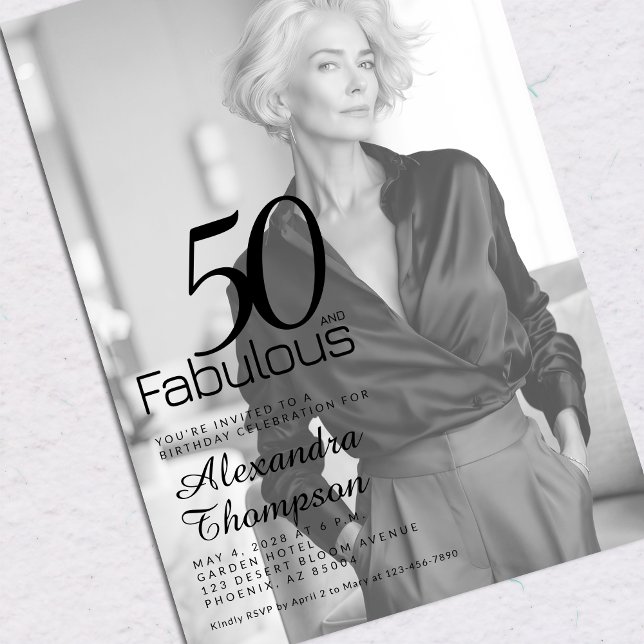 Fifty and Fabulous Photo 50th Birthday Party Invitation (Creator Uploaded)