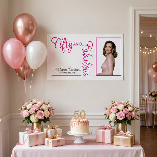 Fifty and Fabulous Photo 50th Birthday Party Poste Poster