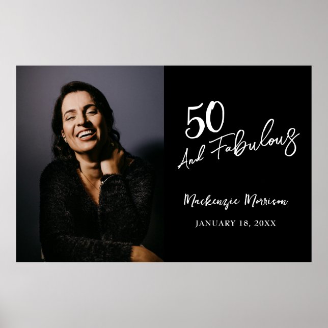 Fifty and Fabulous Photo 50th Birthday Party Poster (Front)