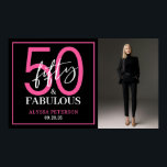 Fifty and Fabulous Photo 50th Birthday Party Poster<br><div class="desc">Modern Minimal Fifty and Fabulous black,  white and hot pink photo 50th birthday party poster sign that you can personalize for your fiftieth birthday party celebration. The words "Fifty and Fabulous" are set using trending bold font typography.</div>