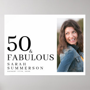 Fifty and Fabulous Photo 50th Birthday Party Poster